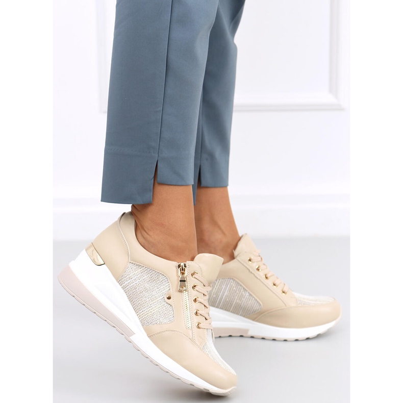 Sneakers beige con zeppa Nasto Nude 2