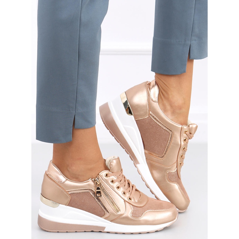 Sneaker con zeppa Champagne Bene Champagne rosa d'oro 1