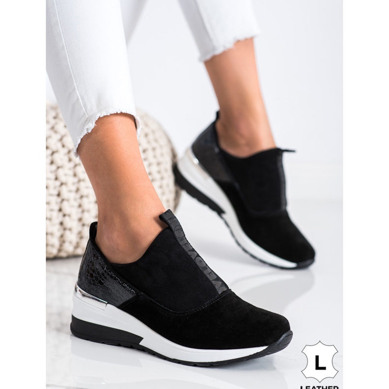Filippo Sneakers senza lacci in pelle nero 1