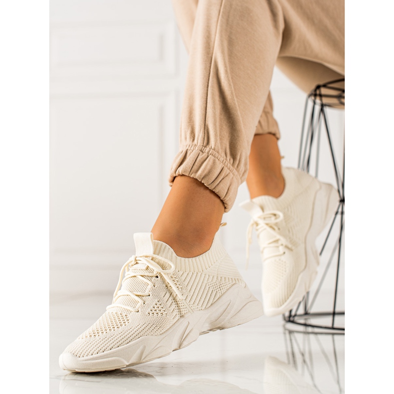 TRENDI Scarpe sportive in tessuto beige 1