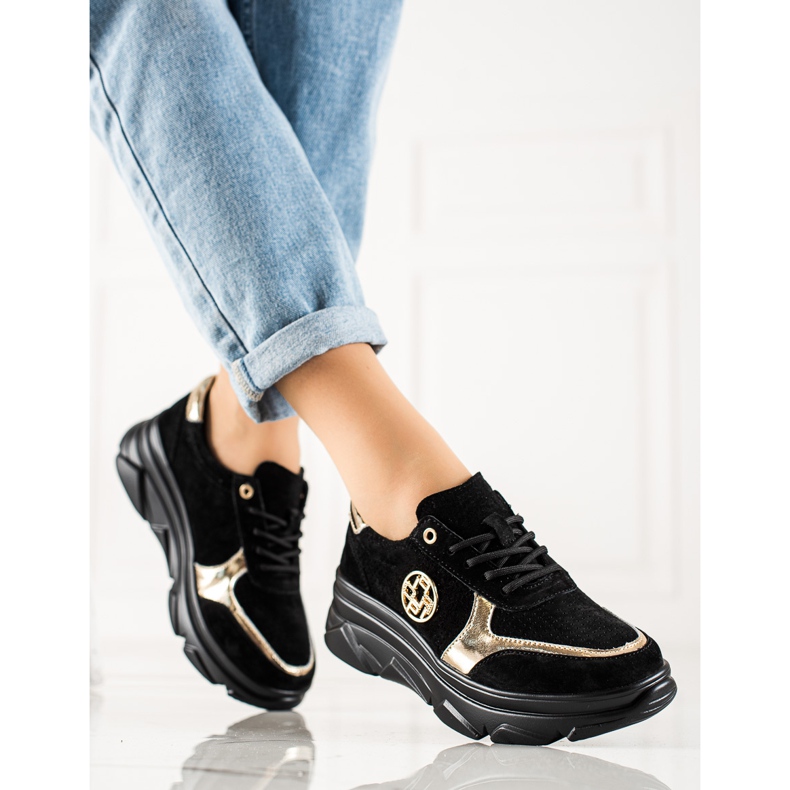 Filippo Sneakers in pelle sulla piattaforma nero 1