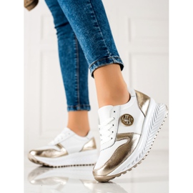 Filippo Sneakers classiche in pelle bianca d'oro 1