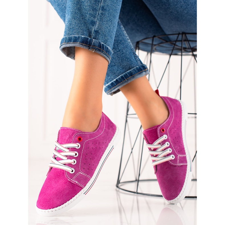 Filippo Sneakers classiche in pelle rosa 2
