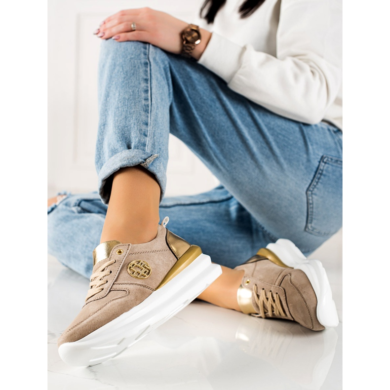 Filippo Sneakers in pelle alla moda beige marrone 1