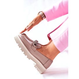 Mocassini Brogue Donna Pelle Beige Scuro Laura Messi 2383 1
