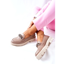 Mocassini Brogue Donna Pelle Beige Scuro Laura Messi 2383 5