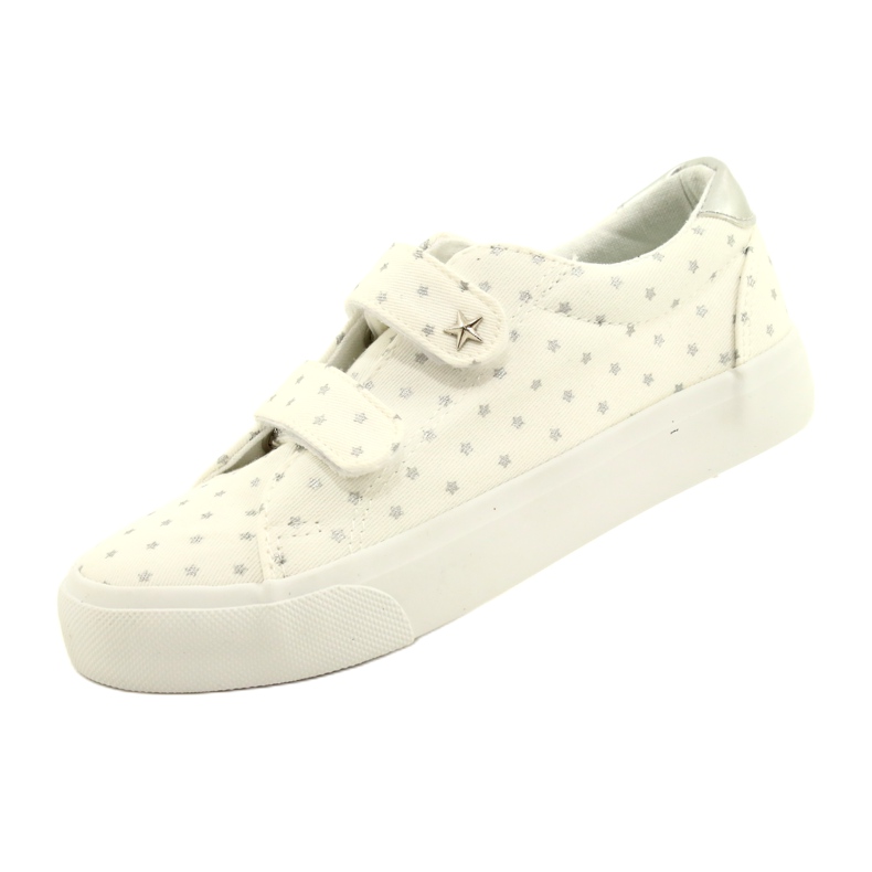 Sneakers Con Velcro Con Stelle Argento Atletico WY20757 Bianca 4