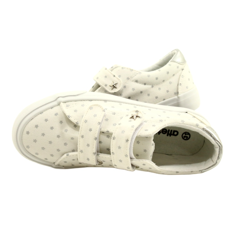 Sneakers Con Velcro Con Stelle Argento Atletico WY20757 Bianca 5
