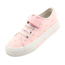 Sneakers Con Velcro Argento Atletico Stelle WY21383 Rosa d'oro 3