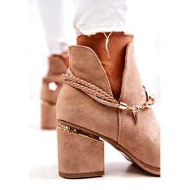 PS1 Stivali Inessa In Pelle Scamosciata Beige Scuro Con Righe 4