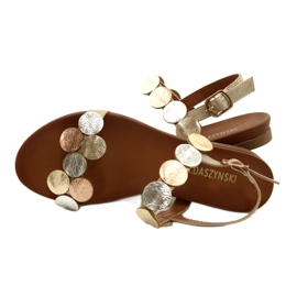 M.Daszyński Sandali ruote d'oro Daszyński MR1958-1 Gold beige d'argento 4