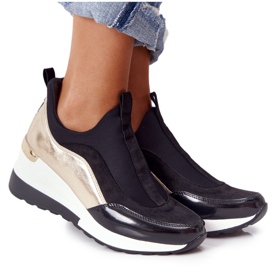 Sneakers con zeppa Evento 21PB35-4000 nero d'oro 3
