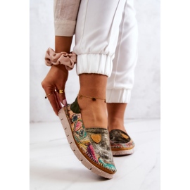 Mocassini da donna in pelle Maciejka 05434-09 Verde multicolore 1