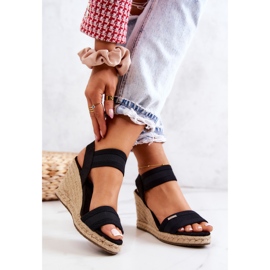 Sandali da donna con zeppa Big Star JJ274976 neri nero 2