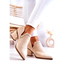 PS1 Stivali da cowboy traforati in pelle scamosciata Beige Valerie 3