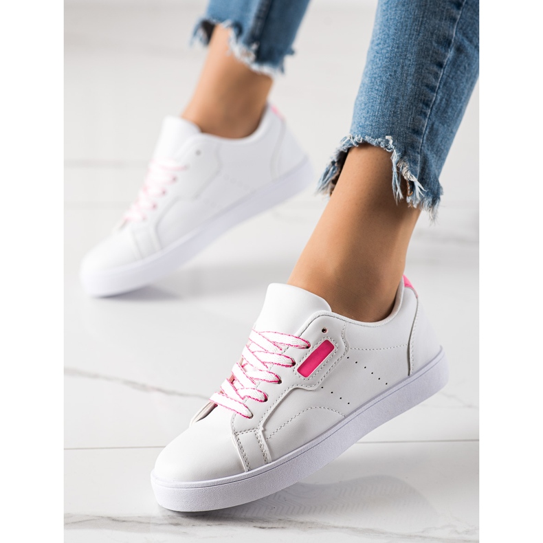 TRENDI Sneakers classiche stringate bianco rosa 1
