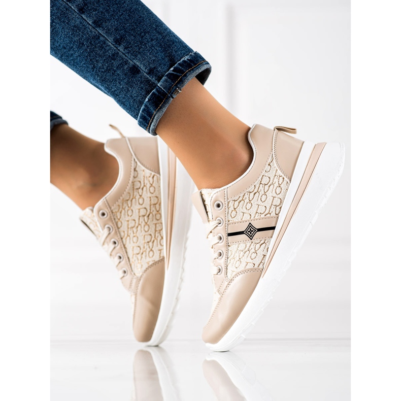 TRENDI Scarpe da ginnastica alla moda beige marrone 1
