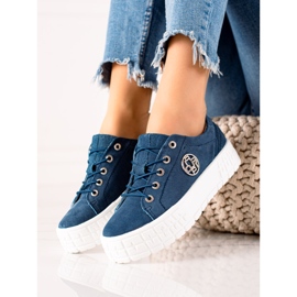 Filippo Sneakers in pelle sulla piattaforma blu 1