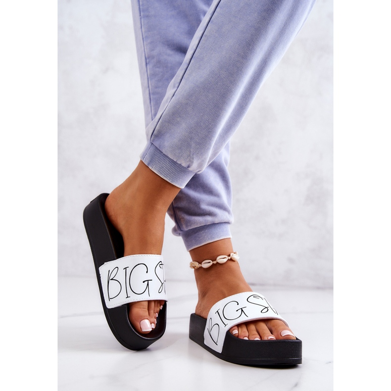 Pantofole in gomma da donna Big Star JJ274A275 in bianco e nero 2