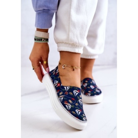 Sneakers da donna Slip On Memory Foam Big Star JJ276016 Blu Navy multicolore 1