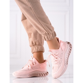 TRENDI Sneakers in tessuto rosa 1