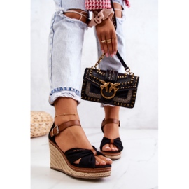 Sandali da donna con zeppa Big Star JJ274937 neri nero 1
