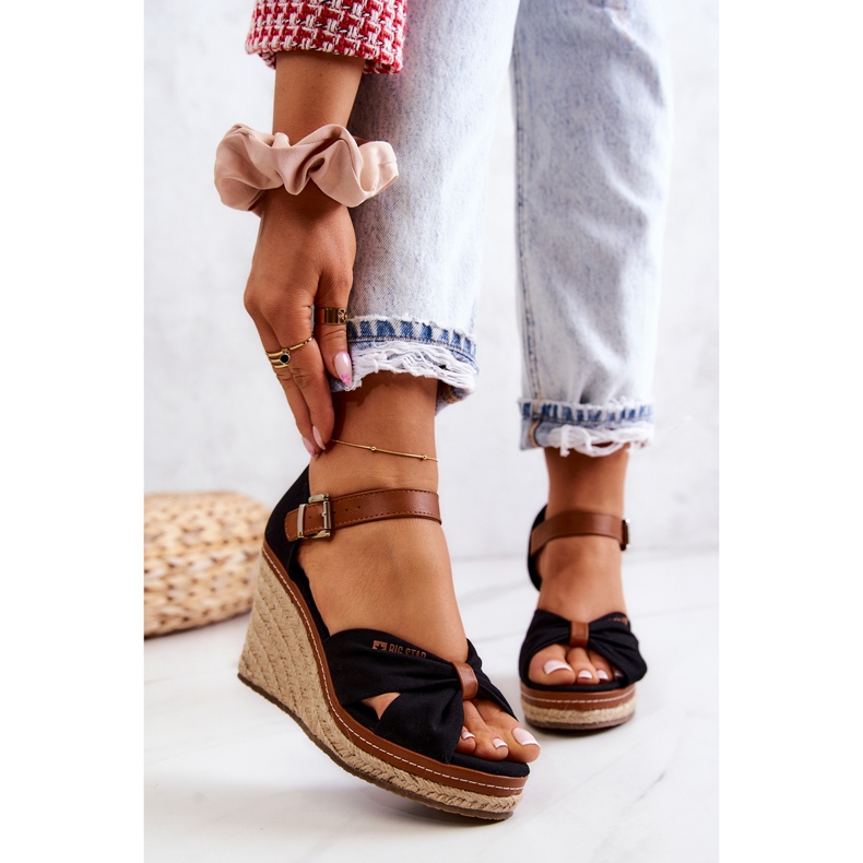 Sandali da donna con zeppa Big Star JJ274937 neri nero 2