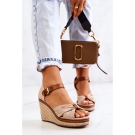 Sandali da donna con zeppa Big Star JJ274939 Beige marrone 1