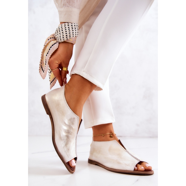 Scarpe in pelle con cerniera Nicole 2718/004 Bianco e Oro bianca 2