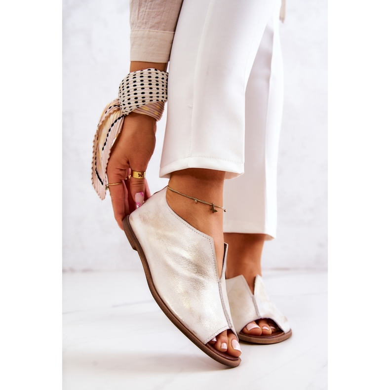 Scarpe in pelle con cerniera Nicole 2718/004 Bianco e Oro bianca 1