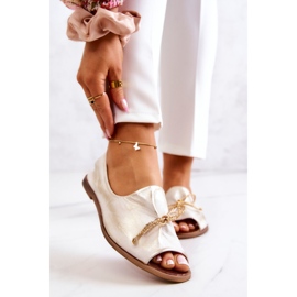 Ballerine da Donna in Pelle Nicole 2660/004 Bianco-Oro bianca 1