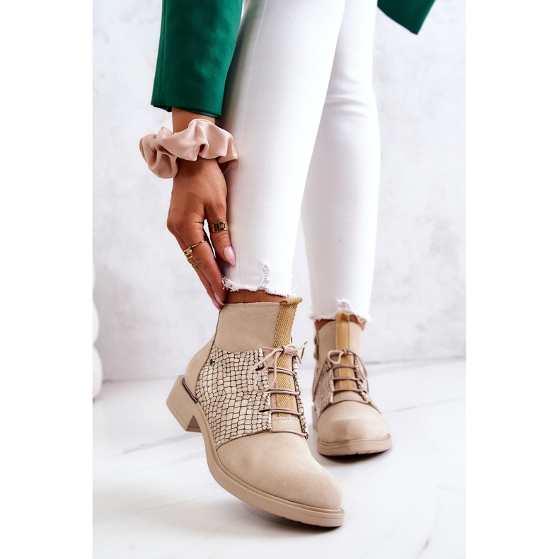 Lemar Stivaletti da donna in pelle scamosciata con motivo serpente Sonroe beige chiaro 1