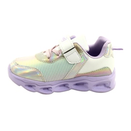 ADI scarpe sportive LED Glowing Velcro News 22DZ32-4837 lilla-bianco viola rosa argento 1