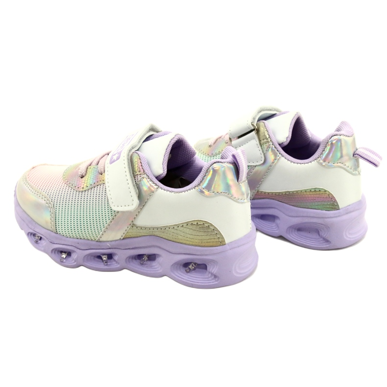 ADI scarpe sportive LED Glowing Velcro News 22DZ32-4837 lilla-bianco viola rosa argento 4