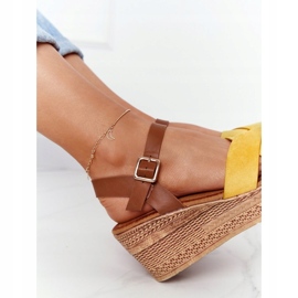 Sandali Gialli Sulla Zeppa S.Barski GD-38 marrone giallo 4