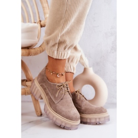 Mocassini alla moda in pelle scamosciata beige Lauriss 2