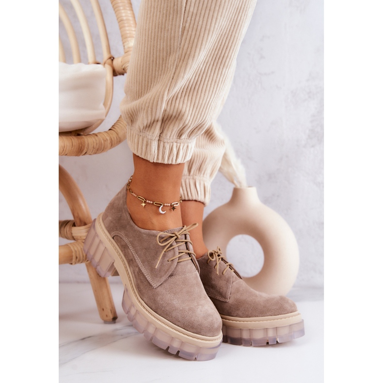 Mocassini alla moda in pelle scamosciata beige Lauriss 2