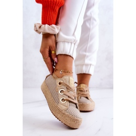 Sneakers Intrecciate da Donna Big Star JJ274392 Beige e Oro 1