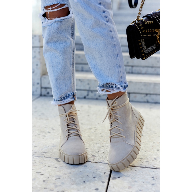 Lewski Shoes Stivali con plateau in camoscio Scarpe Lewski 3177 Beige chiaro 2