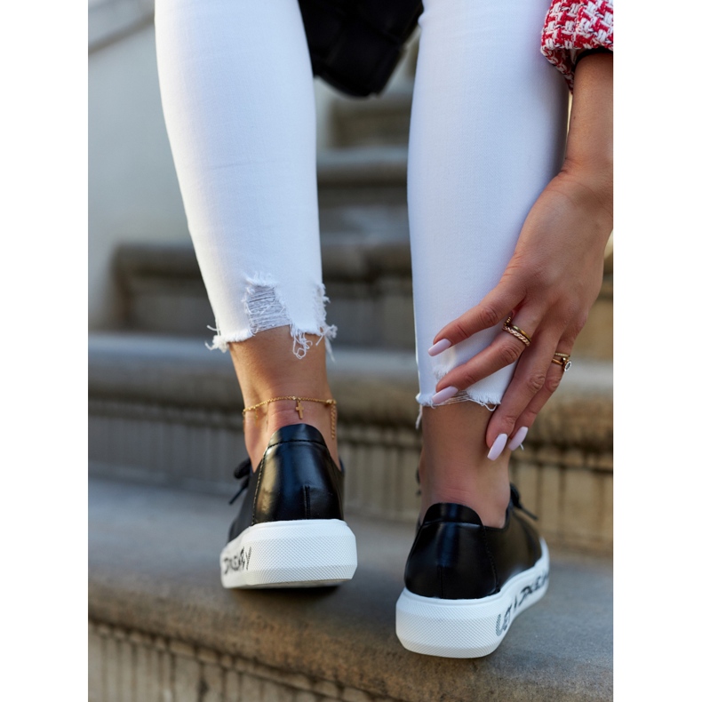 S.Barski Sneakers Da Donna In Pelle Con Decorazione Carrey Nera nero 2