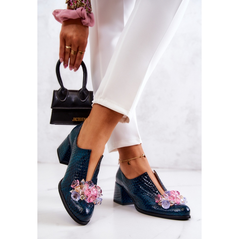 PA2 Brogue in pelle con motivo coccodrillo con decorazione in delaver verde 2