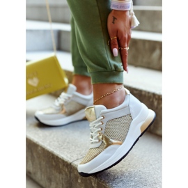 Vinceza Scarpe sportive alla moda Sneakers da donna bianche e oro Danielle bianco 2