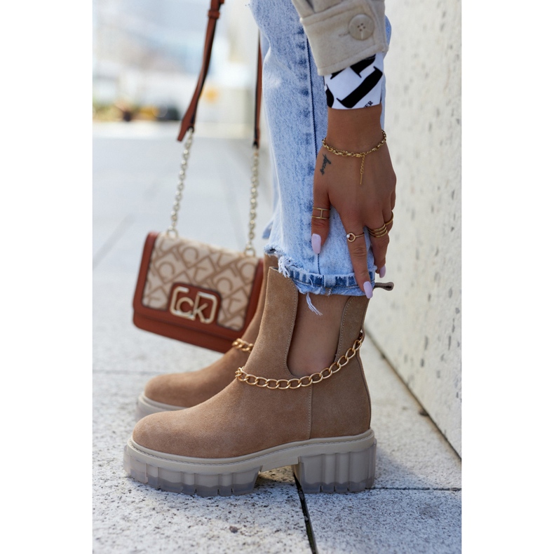 Stivaletti in pelle scamosciata alla moda con un taglio cammello Forget Me marrone 2