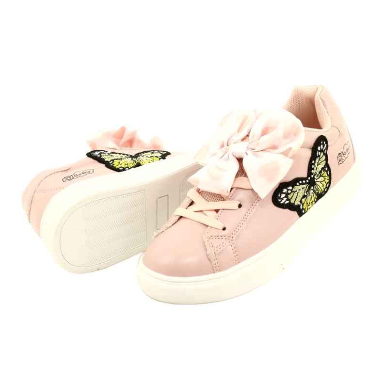 Girls 'Pink Sports Sneakers con arco e farfalla American Club ES64 rosa 3