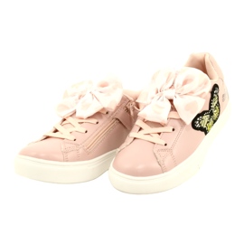 Girls 'Pink Sports Sneakers con arco e farfalla American Club ES64 rosa 2