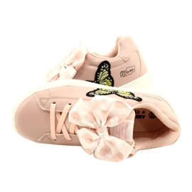 Girls 'Pink Sports Sneakers con arco e farfalla American Club ES64 rosa 5