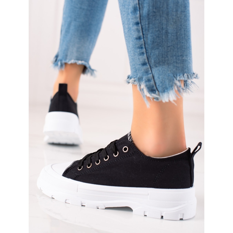 TRENDI Sneakers Nere Sulla Piattaforma Bianca nero 2