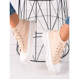 TRENDI Comode scarpe da ginnastica sulla piattaforma beige 1