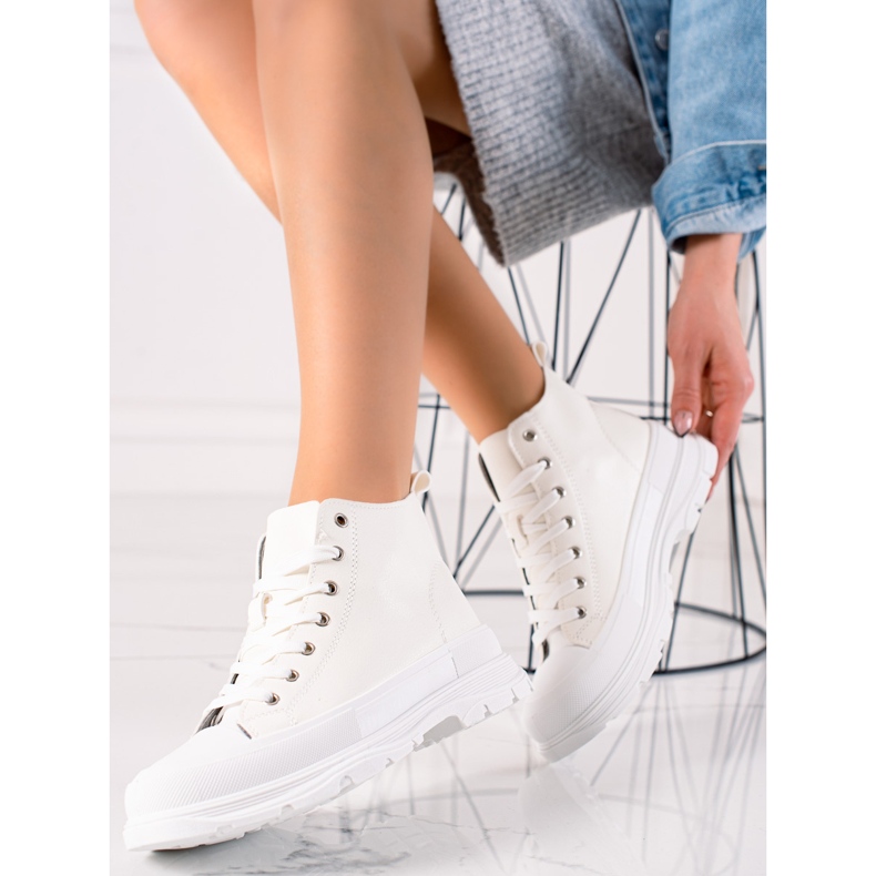 Forever Folie Sneakers alte alla moda bianca 1