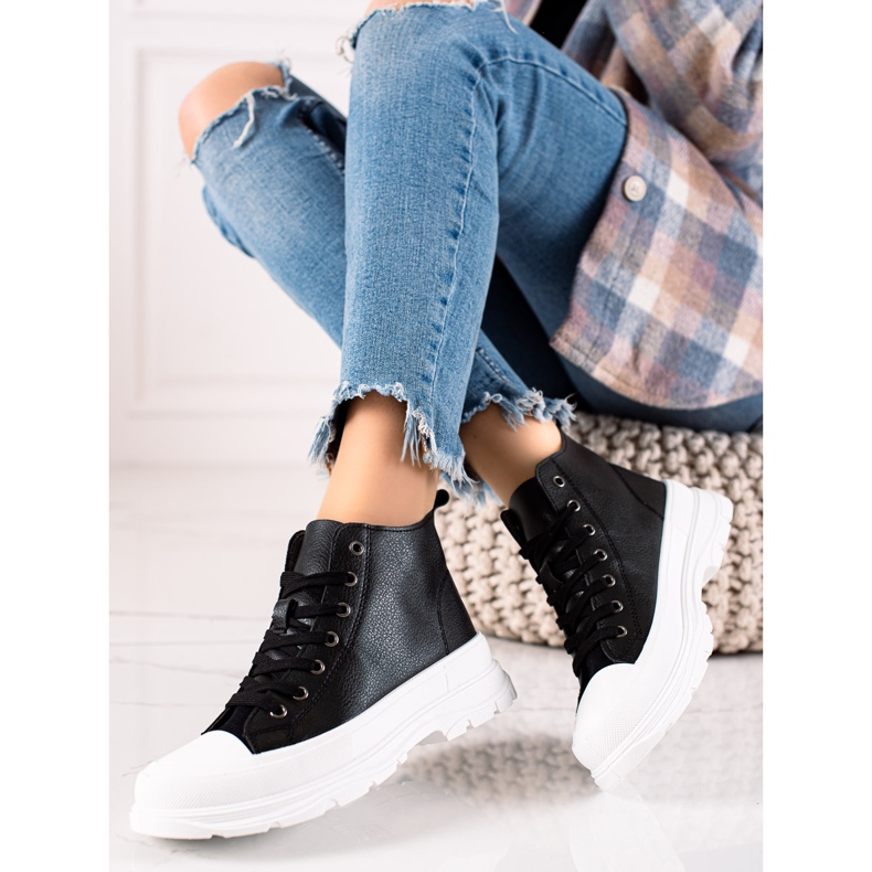 Forever Folie Sneakers alte alla moda nero 1